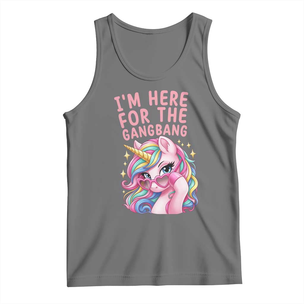 Funny Adult Humor Tank Top I Am Here For The Gangb*ng TS12 Black Heather Print Your Wear