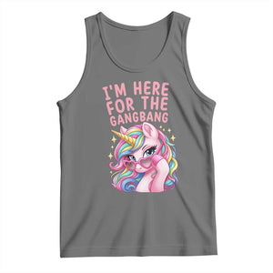 Funny Adult Humor Tank Top I Am Here For The Gangb*ng TS12 Black Heather Print Your Wear