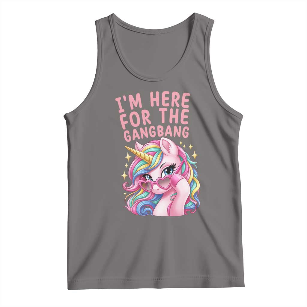 Funny Adult Humor Tank Top I Am Here For The Gangb*ng TS12 Deep Heather Print Your Wear