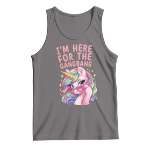Funny Adult Humor Tank Top I Am Here For The Gangb*ng TS12 Deep Heather Print Your Wear