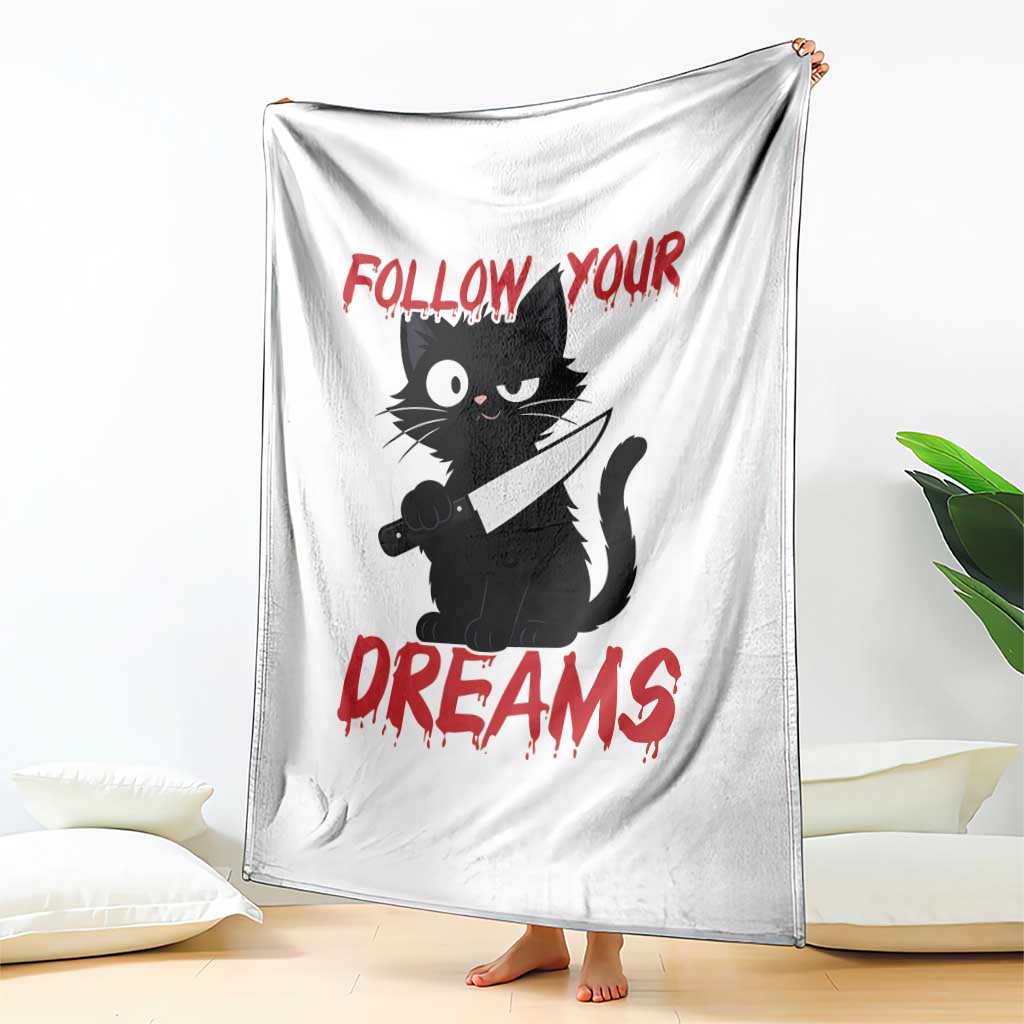 Killer Black Cat Halloween Throw Blanket Follow Your Dreams TS12 Print Your Wear