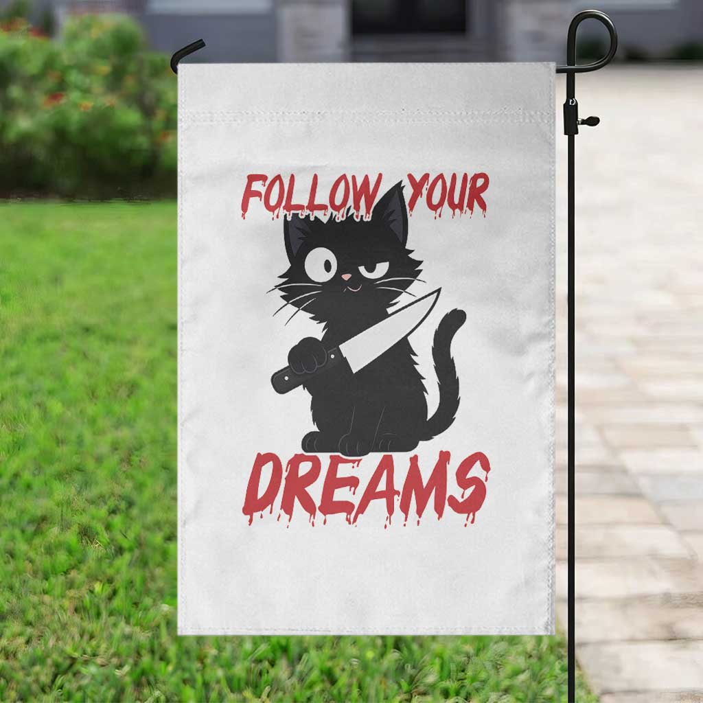 Killer Black Cat Halloween Garden Flag Follow Your Dreams TS12 Print Your Wear