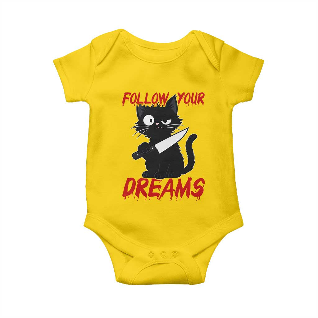 Killer Black Cat Halloween Baby Onesie Follow Your Dreams TS12 Daisy Print Your Wear