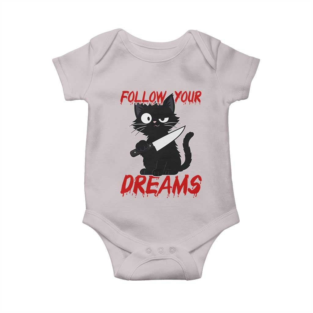 Killer Black Cat Halloween Baby Onesie Follow Your Dreams TS12 Ice Gray Print Your Wear