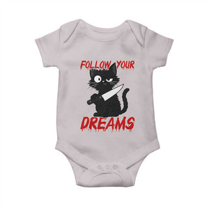 Killer Black Cat Halloween Baby Onesie Follow Your Dreams TS12 Ice Gray Print Your Wear