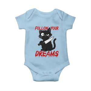 Killer Black Cat Halloween Baby Onesie Follow Your Dreams TS12 Light Blue Print Your Wear