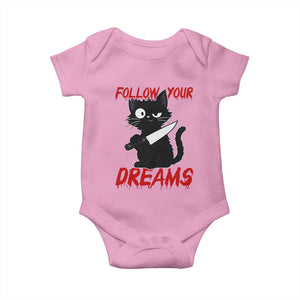 Killer Black Cat Halloween Baby Onesie Follow Your Dreams TS12 Light Pink Print Your Wear