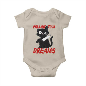 Killer Black Cat Halloween Baby Onesie Follow Your Dreams TS12 Sand Print Your Wear
