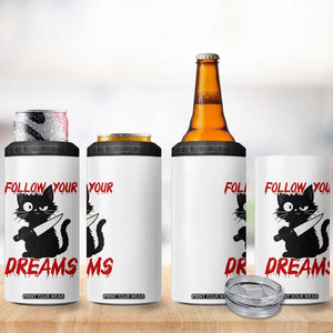 Killer Black Cat Halloween 4 in 1 Can Cooler Tumbler Follow Your Dreams TS12 Print Your Wear
