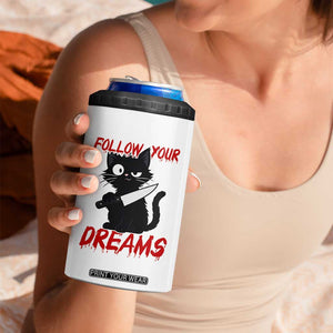 Killer Black Cat Halloween 4 in 1 Can Cooler Tumbler Follow Your Dreams TS12 Print Your Wear