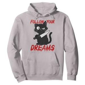 Killer Black Cat Halloween Hoodie Follow Your Dreams TS12 Ice Gray Print Your Wear