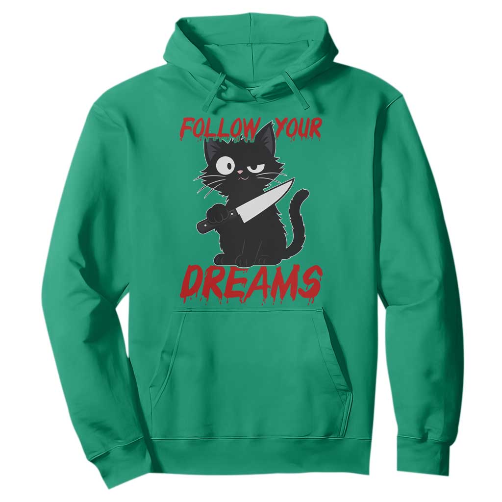 Killer Black Cat Halloween Hoodie Follow Your Dreams TS12 Irish Green Print Your Wear