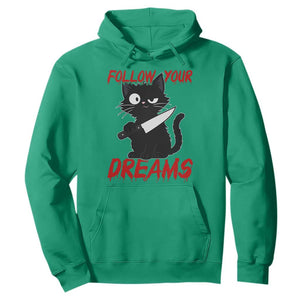 Killer Black Cat Halloween Hoodie Follow Your Dreams TS12 Irish Green Print Your Wear