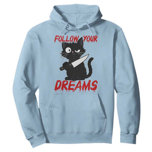 Killer Black Cat Halloween Hoodie Follow Your Dreams TS12 Light Blue Print Your Wear