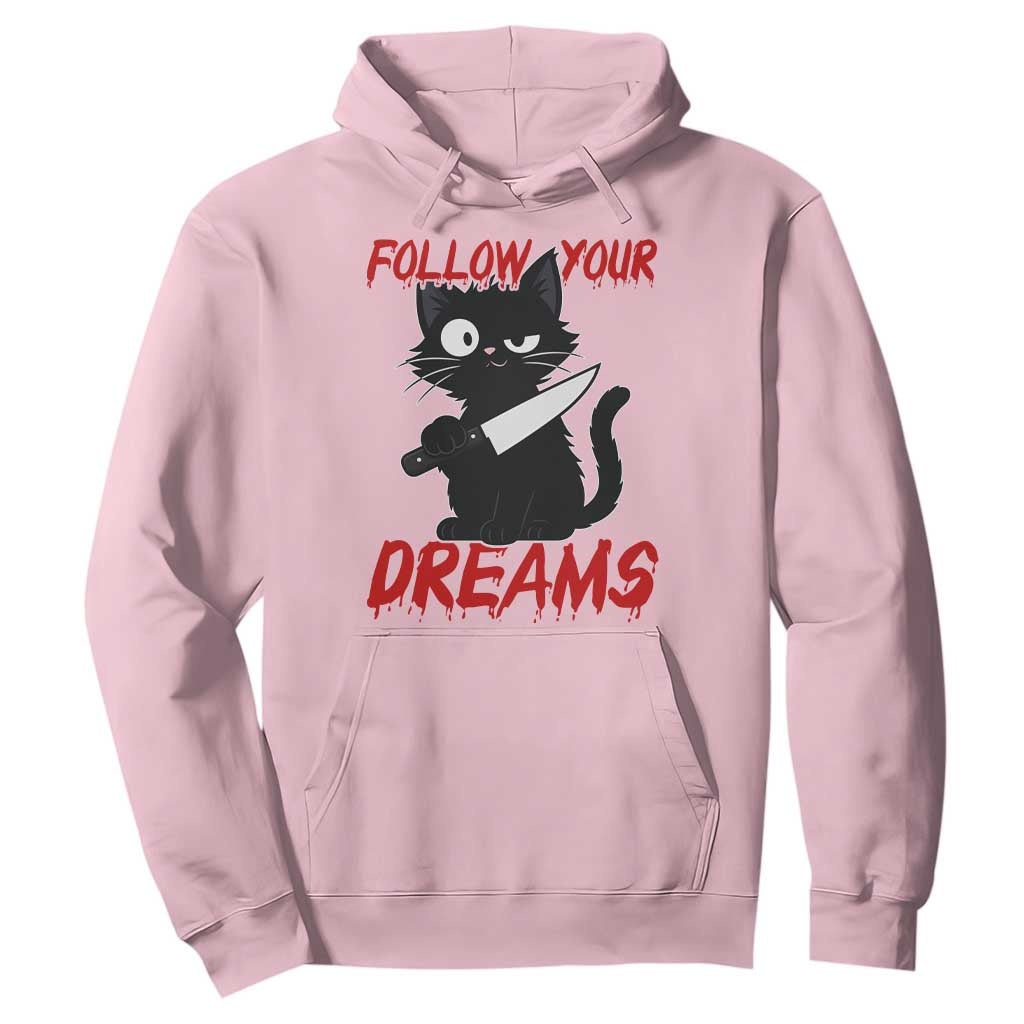 Killer Black Cat Halloween Hoodie Follow Your Dreams TS12 Light Pink Print Your Wear