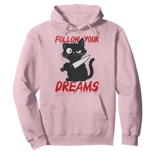 Killer Black Cat Halloween Hoodie Follow Your Dreams TS12 Light Pink Print Your Wear