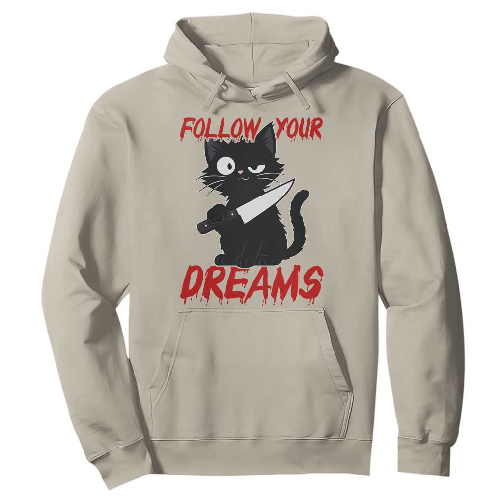 Killer Black Cat Halloween Hoodie Follow Your Dreams TS12 Sand Print Your Wear