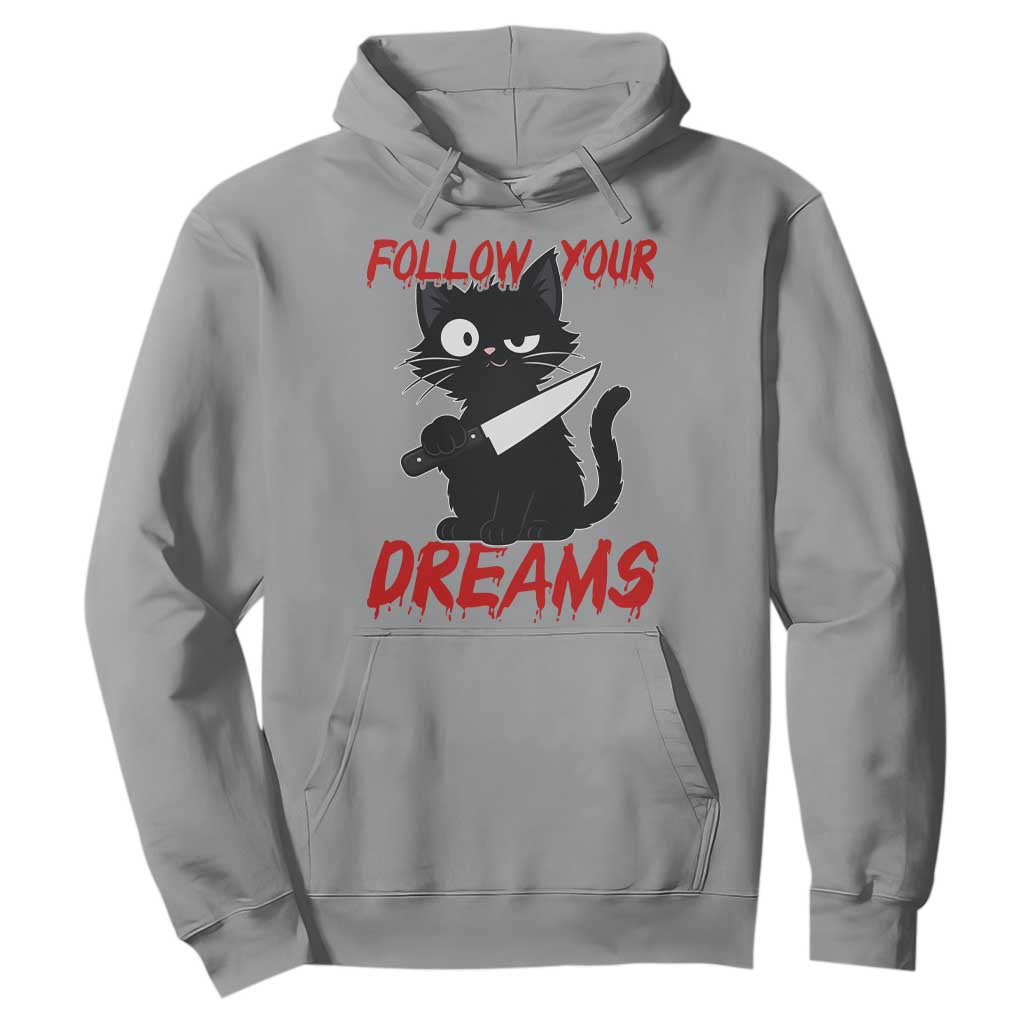 Killer Black Cat Halloween Hoodie Follow Your Dreams TS12 Sport Gray Print Your Wear