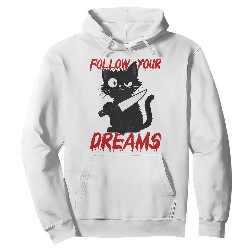 Killer Black Cat Halloween Hoodie Follow Your Dreams TS12 White Print Your Wear
