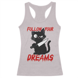 Killer Black Cat Halloween Racerback Tank Top Follow Your Dreams TS12 Ice Gray Print Your Wear