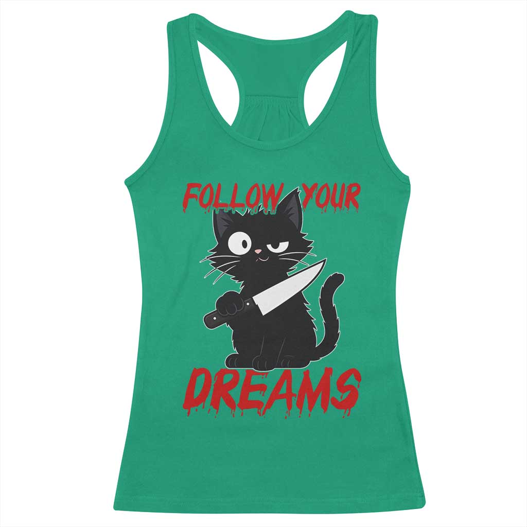 Killer Black Cat Halloween Racerback Tank Top Follow Your Dreams TS12 Irish Green Print Your Wear