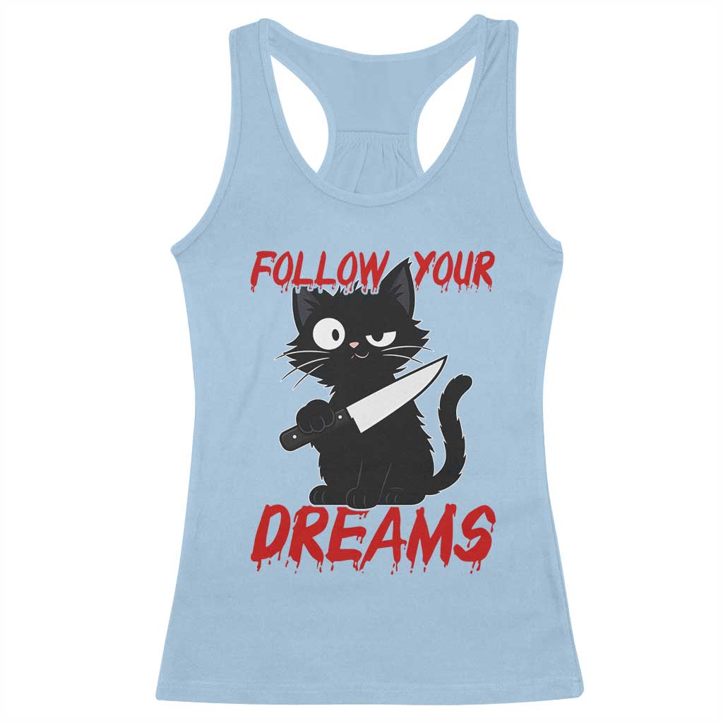 Killer Black Cat Halloween Racerback Tank Top Follow Your Dreams TS12 Light Blue Print Your Wear