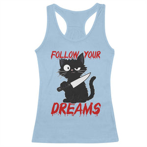 Killer Black Cat Halloween Racerback Tank Top Follow Your Dreams TS12 Light Blue Print Your Wear