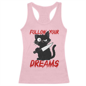 Killer Black Cat Halloween Racerback Tank Top Follow Your Dreams TS12 Light Pink Print Your Wear