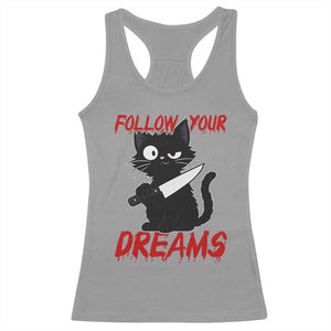 Killer Black Cat Halloween Racerback Tank Top Follow Your Dreams TS12 Sport Gray Print Your Wear