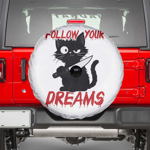 Killer Black Cat Halloween Spare Tire Cover Follow Your Dreams TS12 White Print Your Wear