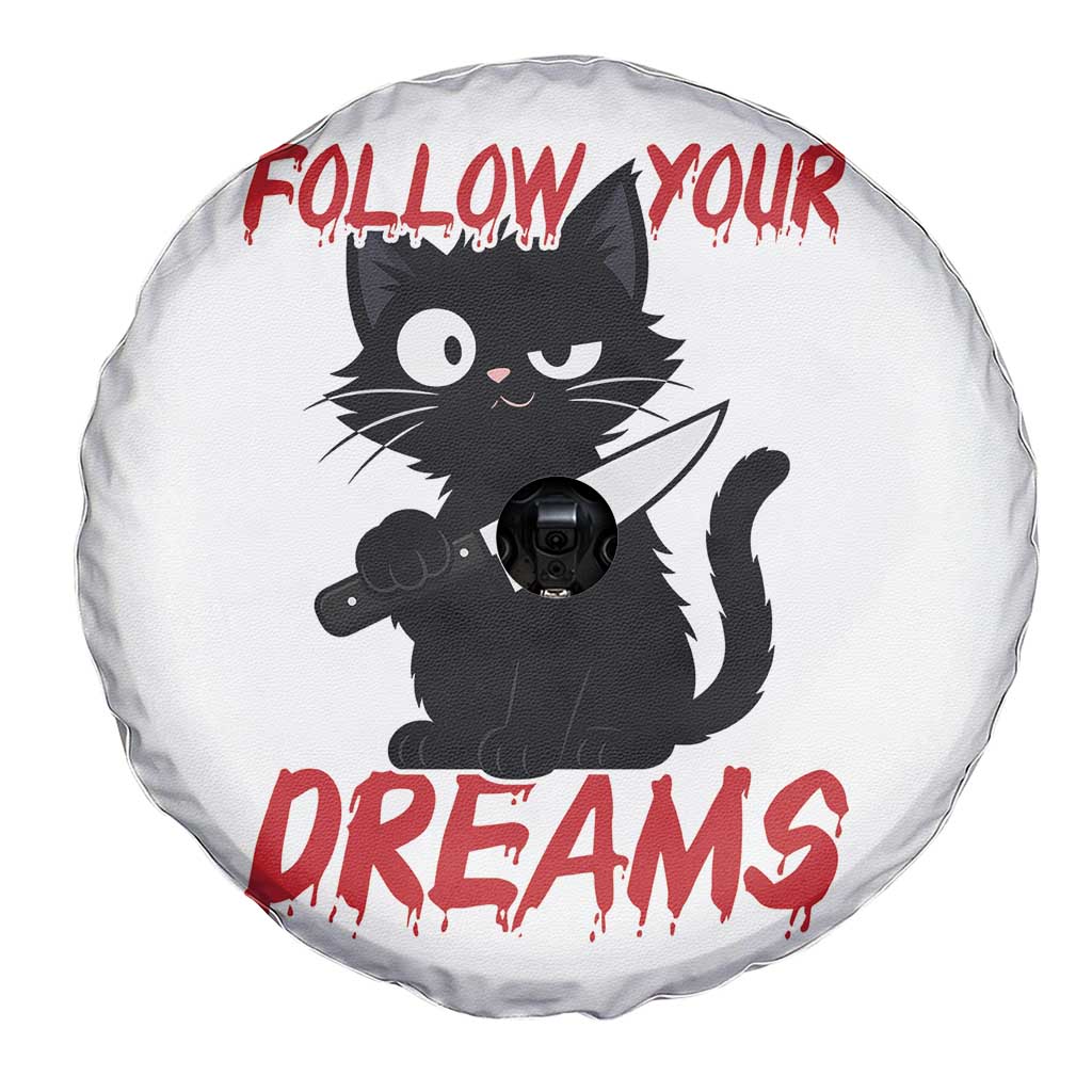 Killer Black Cat Halloween Spare Tire Cover Follow Your Dreams TS12 Print Your Wear