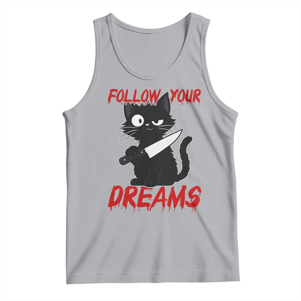 Killer Black Cat Halloween Tank Top Follow Your Dreams TS12 Athletic Heather Print Your Wear