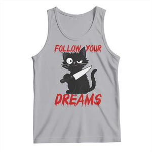 Killer Black Cat Halloween Tank Top Follow Your Dreams TS12 Athletic Heather Print Your Wear