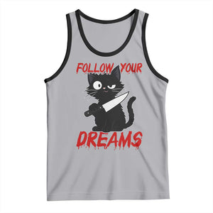 Killer Black Cat Halloween Tank Top Follow Your Dreams TS12 Athletic Heather Black Print Your Wear