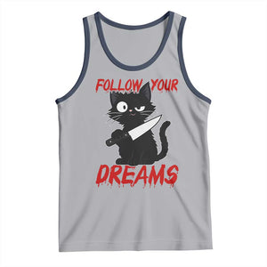 Killer Black Cat Halloween Tank Top Follow Your Dreams TS12 Athletic Heather Navy Print Your Wear