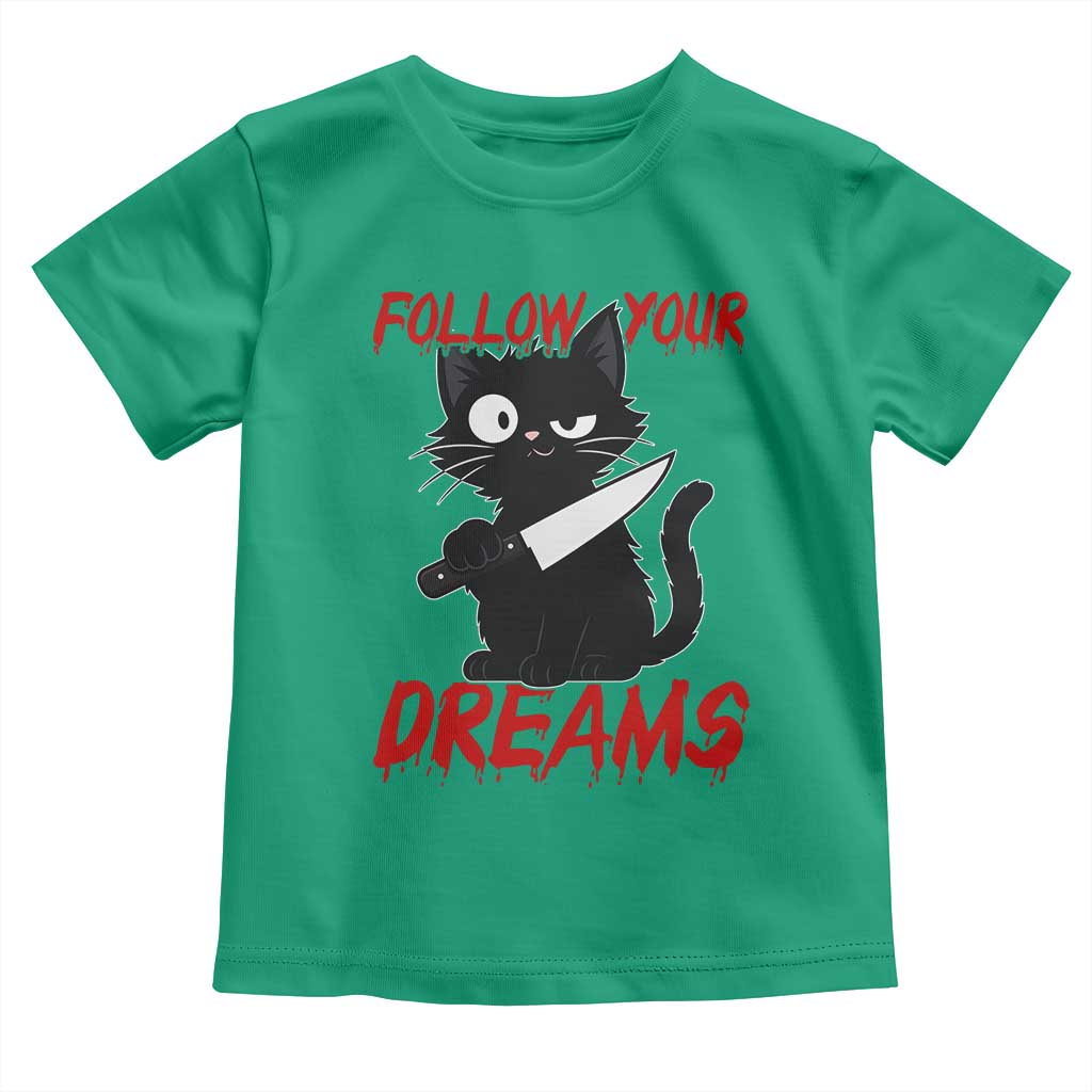 Killer Black Cat Halloween Toddler T Shirt Follow Your Dreams TS12 Irish Green Print Your Wear