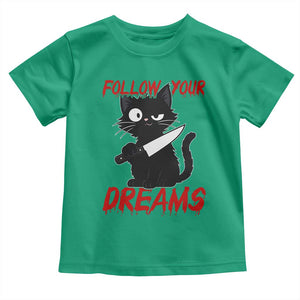 Killer Black Cat Halloween Toddler T Shirt Follow Your Dreams TS12 Irish Green Print Your Wear