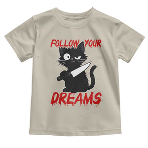 Killer Black Cat Halloween Toddler T Shirt Follow Your Dreams TS12 Sand Print Your Wear