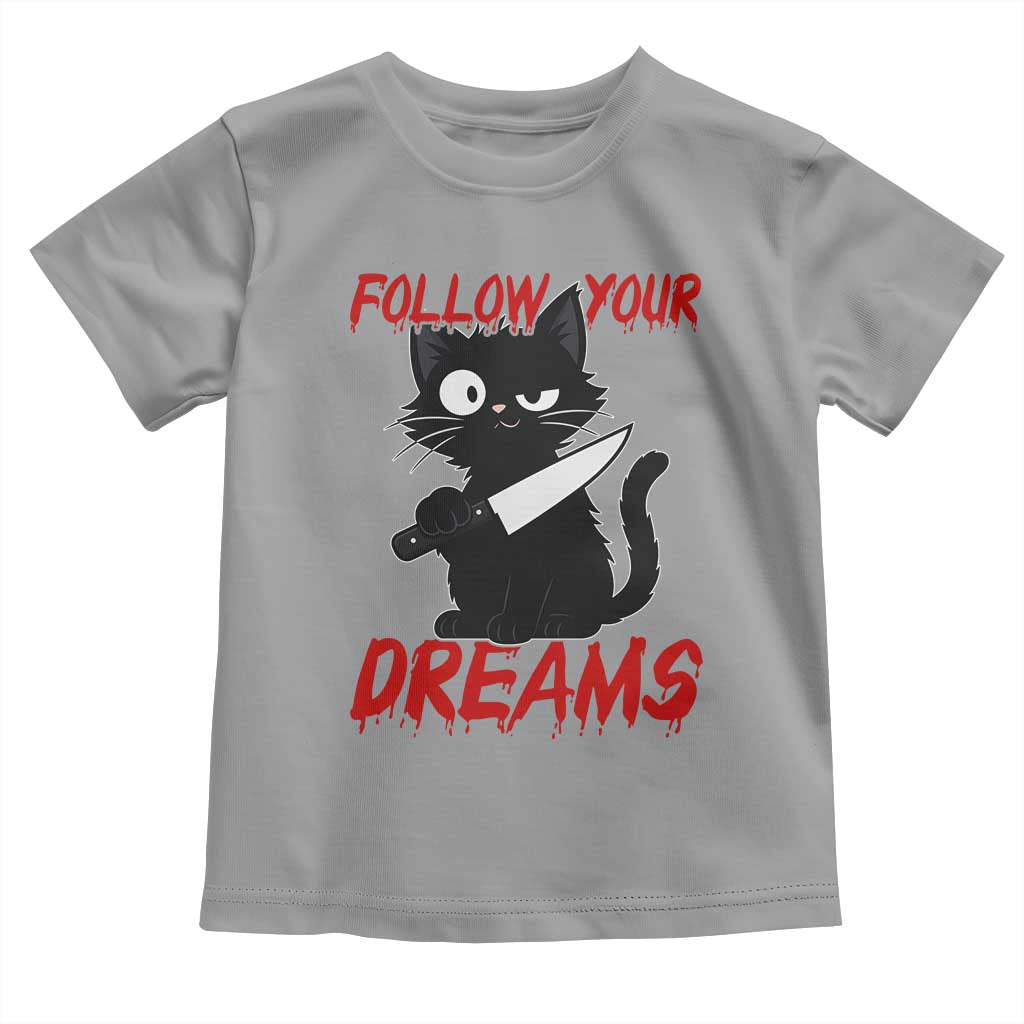 Killer Black Cat Halloween Toddler T Shirt Follow Your Dreams TS12 Sport Gray Print Your Wear