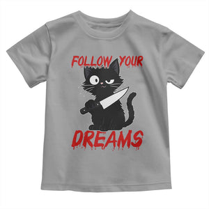 Killer Black Cat Halloween Toddler T Shirt Follow Your Dreams TS12 Sport Gray Print Your Wear