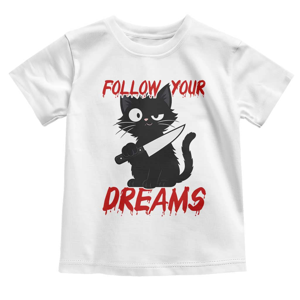 Killer Black Cat Halloween Toddler T Shirt Follow Your Dreams TS12 White Print Your Wear