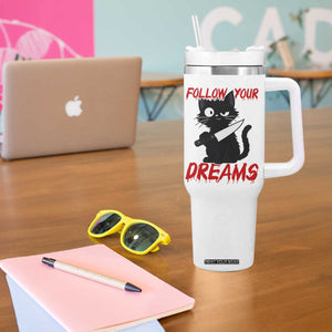 Killer Black Cat Halloween Tumbler With Handle Follow Your Dreams TS12 Print Your Wear