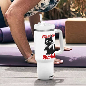 Killer Black Cat Halloween Tumbler With Handle Follow Your Dreams TS12 Print Your Wear
