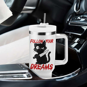 Killer Black Cat Halloween Tumbler With Handle Follow Your Dreams TS12 Print Your Wear