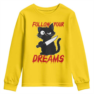 Killer Black Cat Halloween Youth Sweatshirt Follow Your Dreams TS12 Daisy Print Your Wear