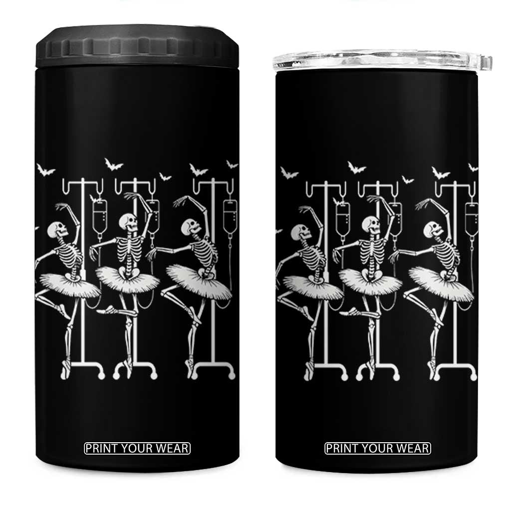 Emergency Room RN Nurse Halloween 4 in 1 Can Cooler Tumbler Dancing Skeleton TS12 One Size: 16 oz Black Print Your Wear