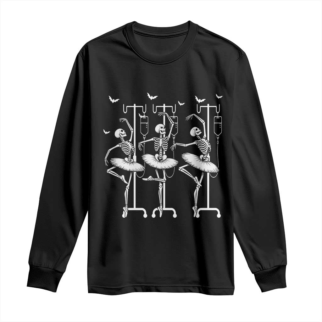 Emergency Room RN Nurse Halloween Long Sleeve Shirt Dancing Skeleton TS12 Black Print Your Wear