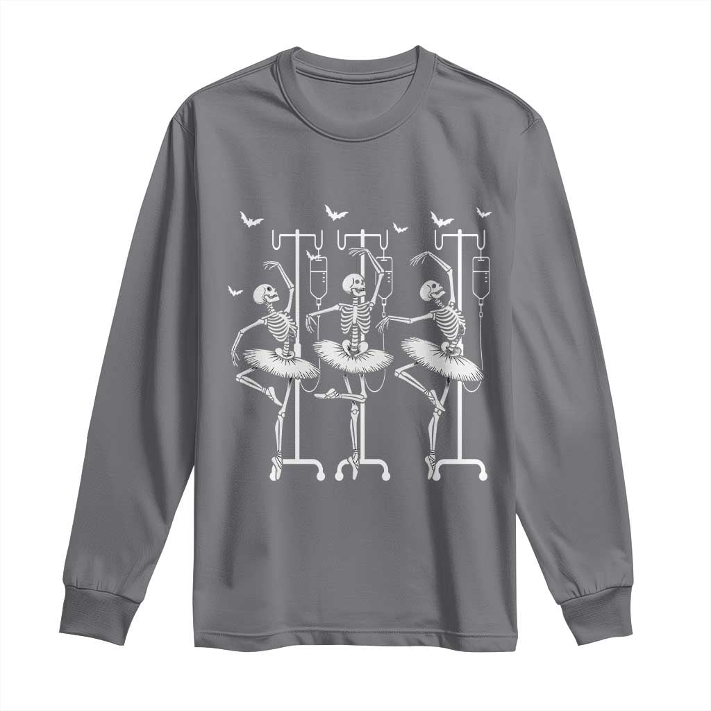 Emergency Room RN Nurse Halloween Long Sleeve Shirt Dancing Skeleton TS12 Charcoal Print Your Wear