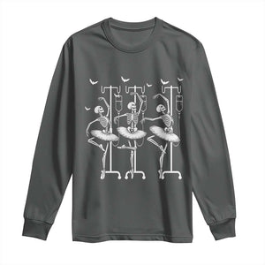 Emergency Room RN Nurse Halloween Long Sleeve Shirt Dancing Skeleton TS12 Dark Heather Print Your Wear