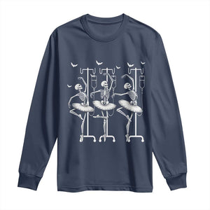 Emergency Room RN Nurse Halloween Long Sleeve Shirt Dancing Skeleton TS12 Navy Print Your Wear